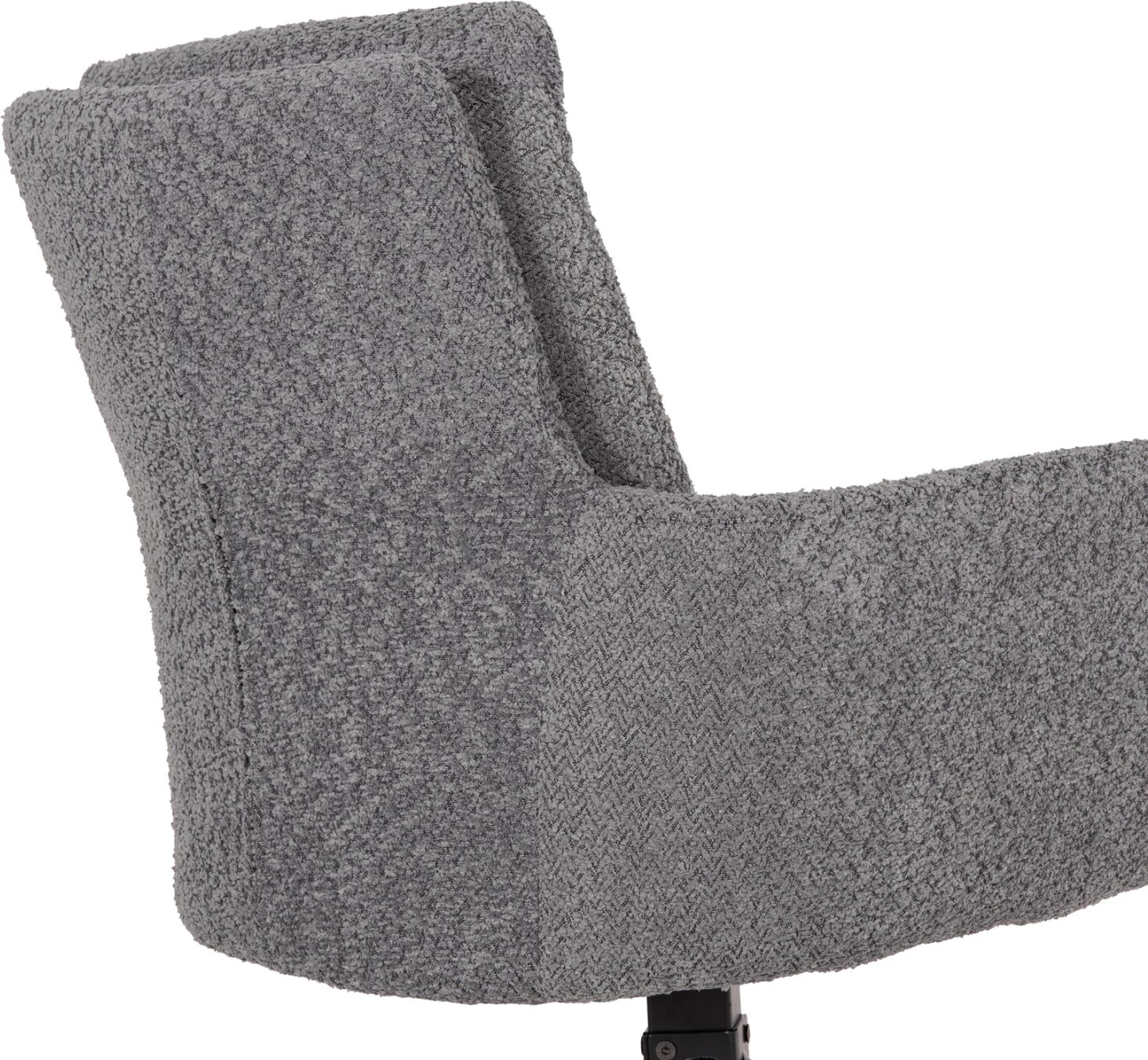 Karrige për ngrënie me rrotullim, pëlhurë boucle gri, këmbë metali, 62x60x90cm