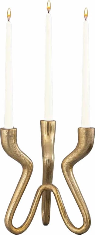 Mbajtës qirinjsh TREPPIEDE, alumin i artë, 21x19x25cm