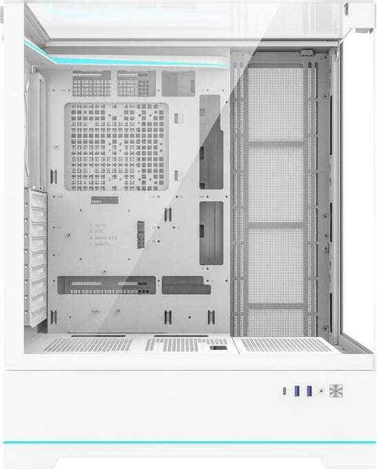 Kasë Darkflash DY450L, Big Tower, pa ventilatorë, e bardhë