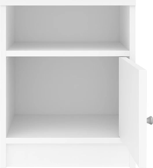 Komodinë anës krevati Foly, me dollap, ngjyrë e bardhë, 40x40x50cm