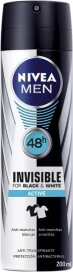 Deodorant spray për meshkuj NIVEA Men Invisible For Black And White Active 200ml