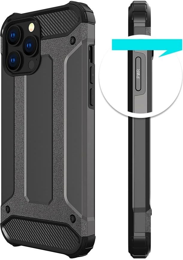 Mbështjellës Hybrid Armor Hurtel për iPhone 14 Pro, i zi