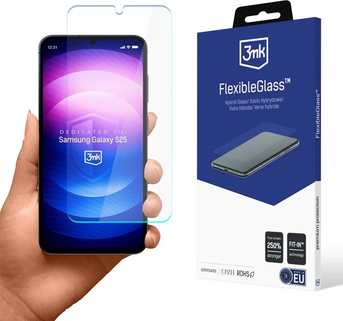 Xham hibrid mbrojtës 3MK FlexibleGlass për Samsung Galaxy S25 S931, Transparent