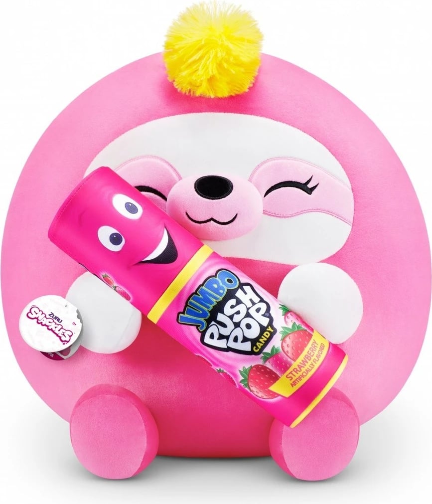 Lodër pelushi Snackles ZURU Medium Jumbo Push Pop, 35cm, Rozë