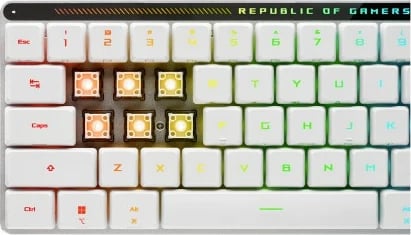 Tastierë gaming ASUS ROG Falchion RX Low Profile, 65%, RGB, Wired & Wireless, QWERTZ, e bardhë