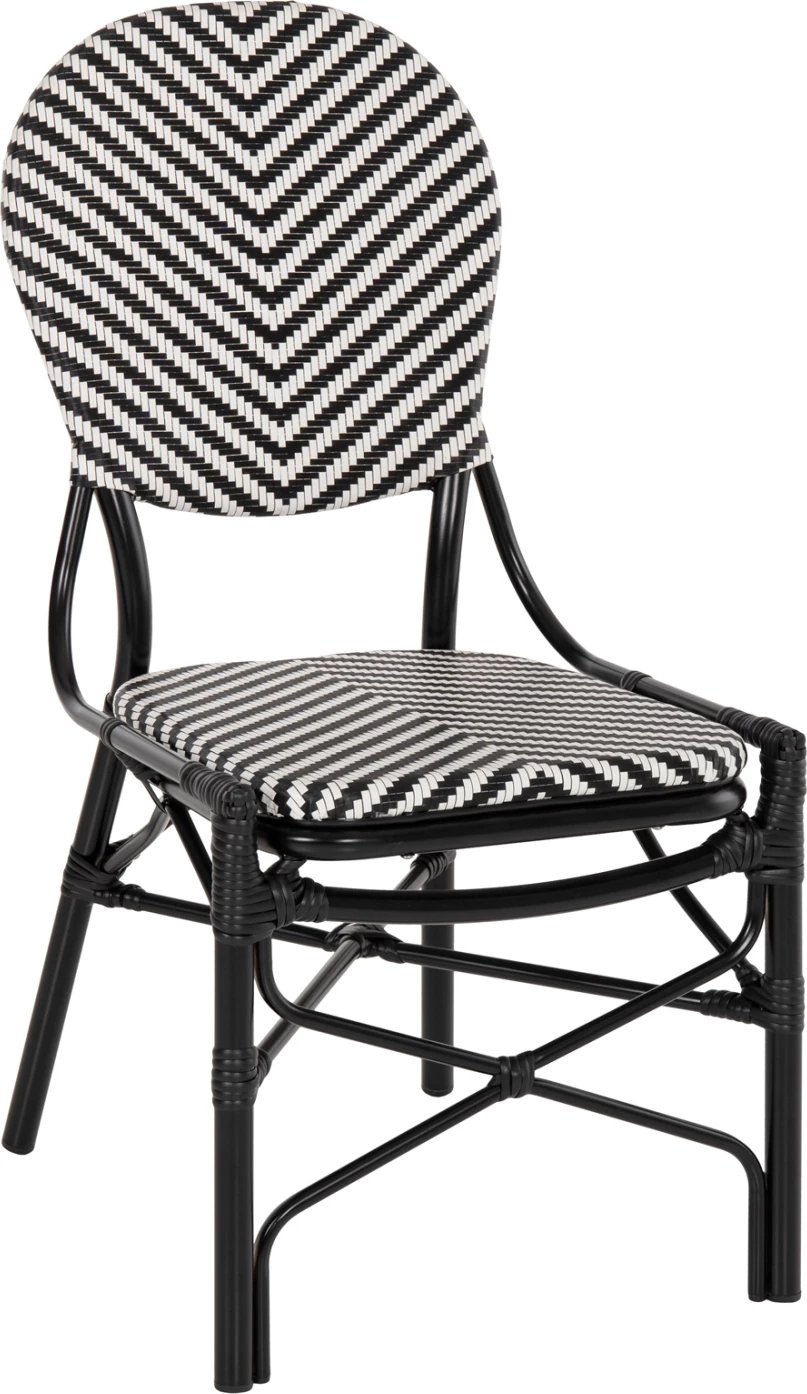 Karrige alumini FH5927.01 me tekstilene bardhë e zi, 46x56x95H cm