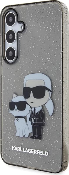 Mbështjellës Karl Lagerfeld KLHCS24MHNKCTGK për Samsung Galaxy S24+ S926, hardcase, Glitter Karl & Choupette, zi