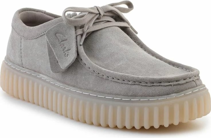 Këpucë Clarks për meshkuj, gri e çelët