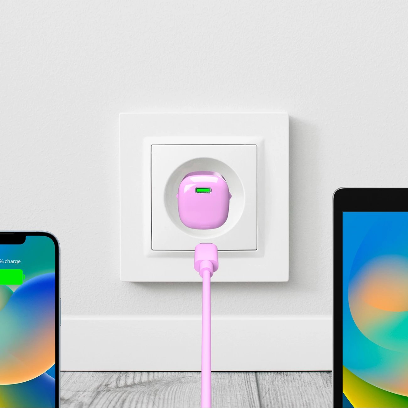 Karikues muri Puro Elektrik 20W GaN, USB-C, Rozë
