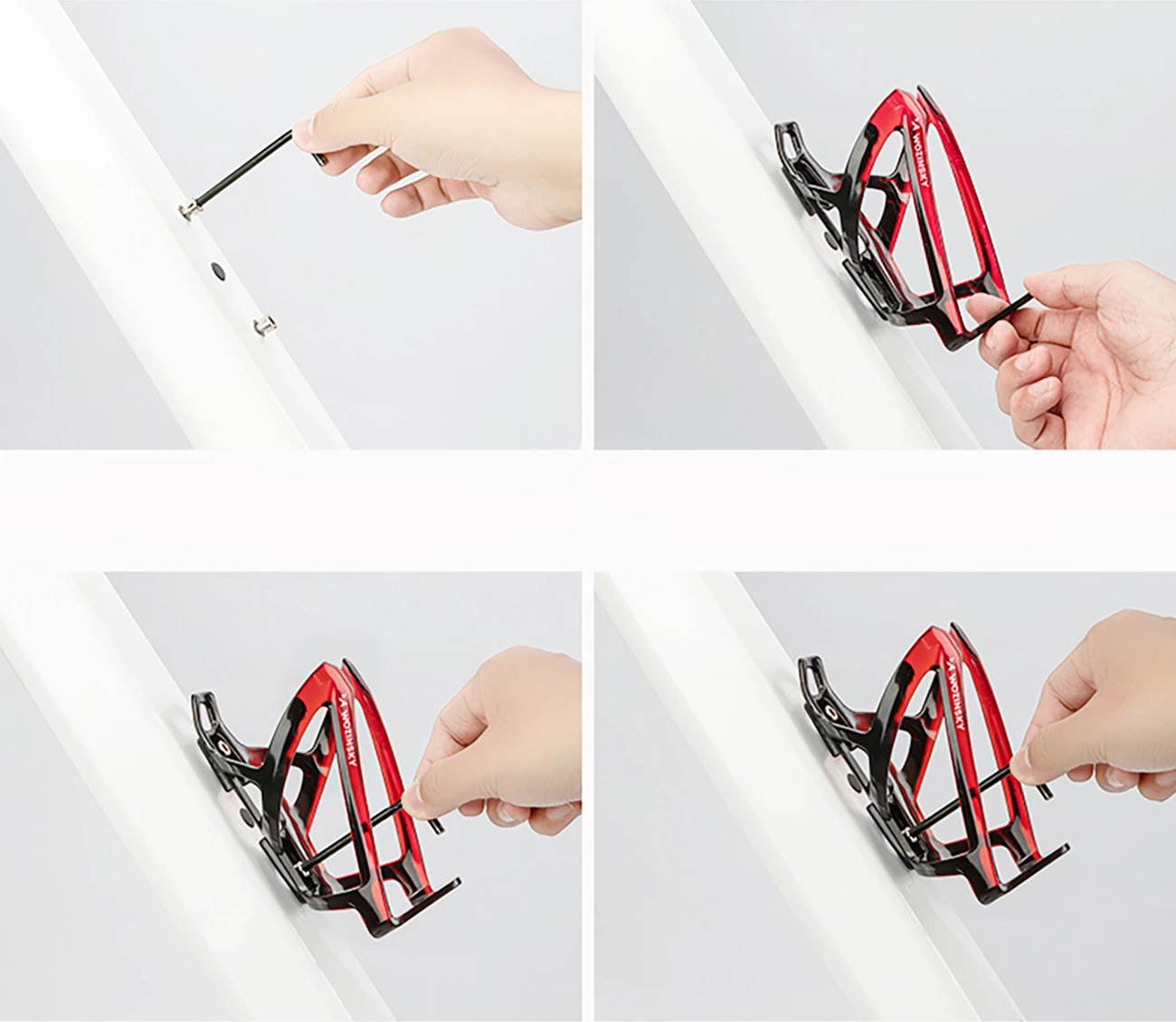 Mbajtës shishe biçiklete, Wozinsky, WUR-01BR, PC 35 g, montim në kornizë, 135x77 mm, zi e kuqe