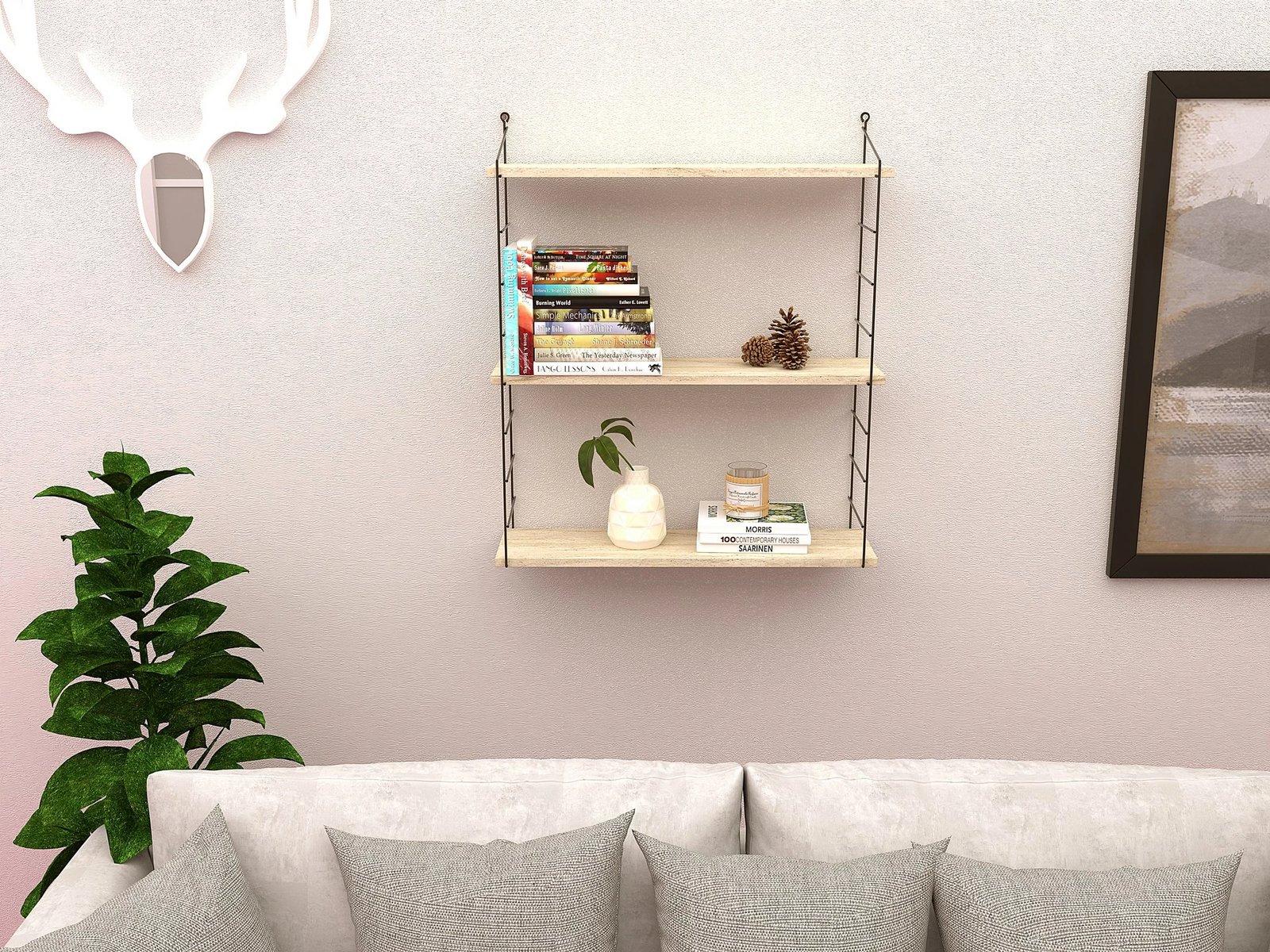 Raft muri Hanah Home, Armoni 3'lu, ngjyrë travertin