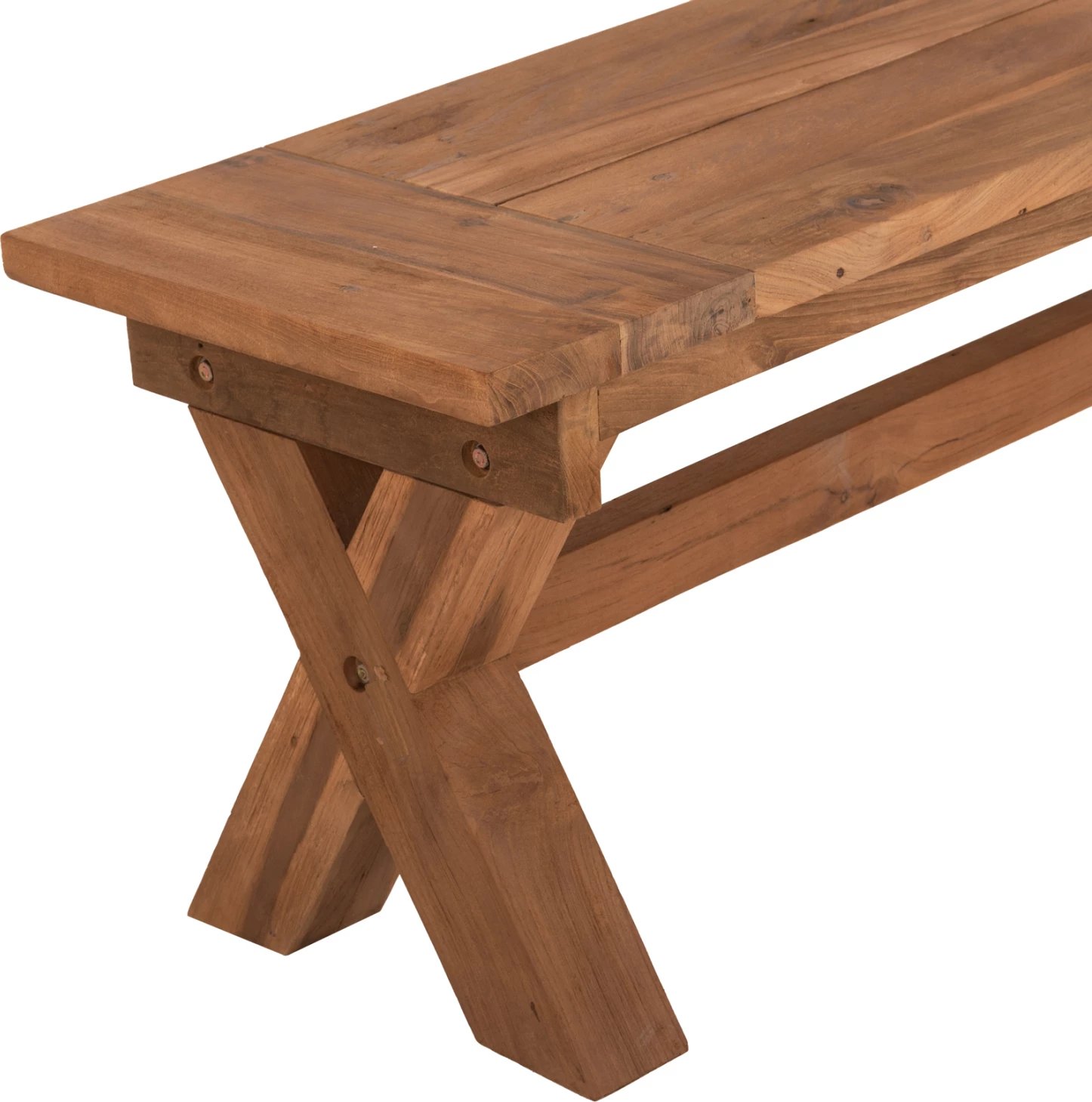 Stol për jashtë, dru TEAK i ricikluar, ngjyrë natyrale, 220x40x45H cm