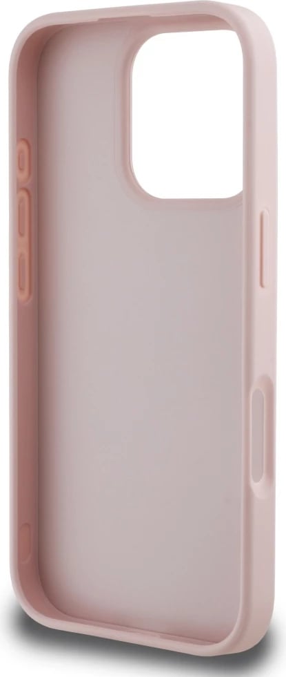 Mbështjellës Guess Hot Stamp 4G Pattern Triangle Metal Logo për iPhone 16 Pro Max, Rozë