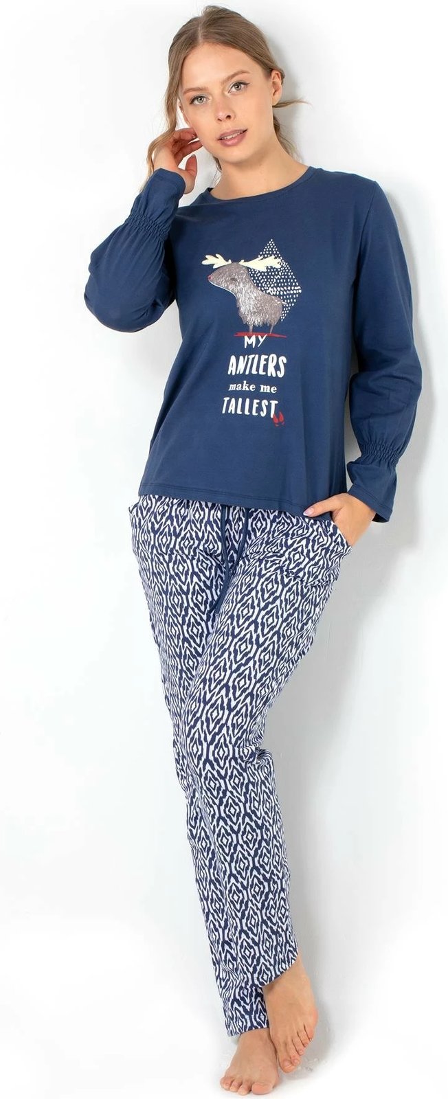 Set pizhamash për gra, ngjyrë blu e errët, Jumeon, 002-000728
