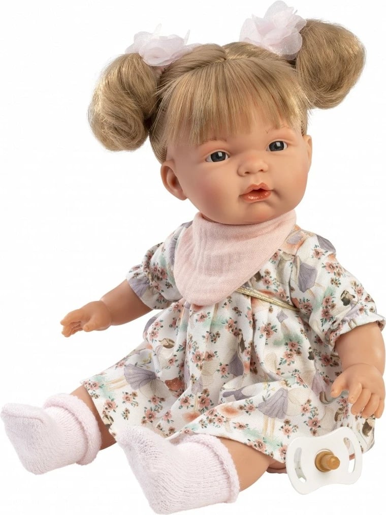 Kukull, Llorens, Joelle 38368, 38 cm, me funksion qarje, me bateri LR44, set 5 pjesë me smoc