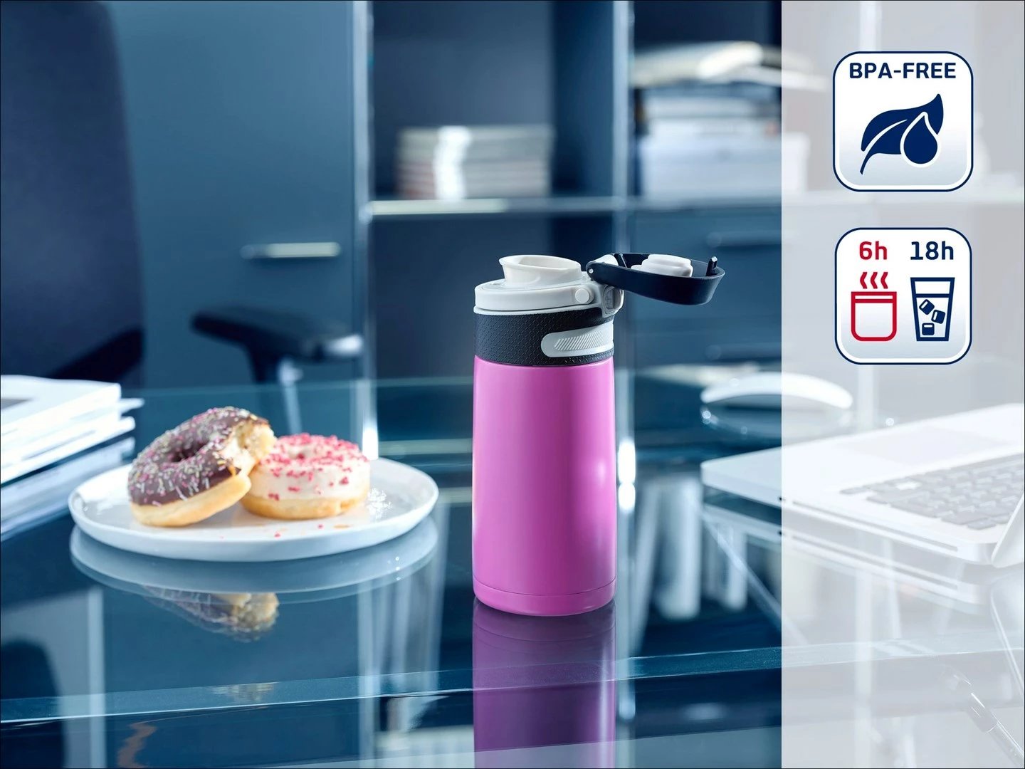 Termos LEIFHEIT Flip 350 ml, magenta Termos LEIFHEIT Flip 350 ml, magenta