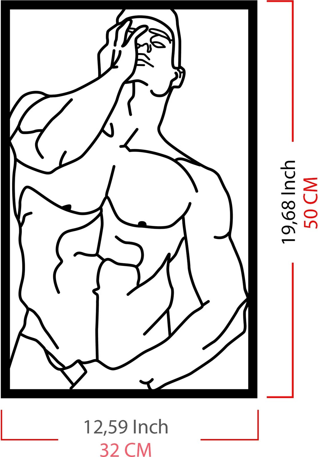Aksesor dekorativ metalik për mur, pozë mashkulli muskulor, Wallity