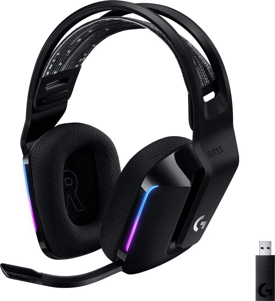 Kufje gaming me mikrofon, Logitech G733 Lightspeed 981-000864, pa tela me USB, RGB, e zezë