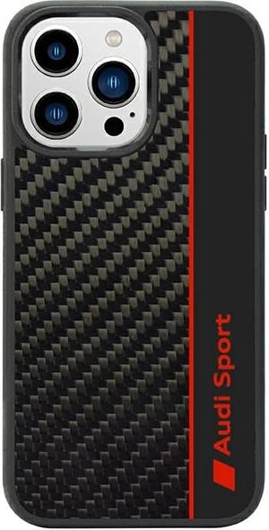 Mbështjellës Audi Carbon Fiber Stripe për iPhone 14 Pro Max 6.7", i zi
