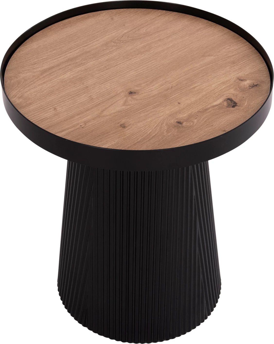 Tavolinë anësore DENTON FH18023.01 MDF, ngjyrë druri natyral, bazë e zezë, Φ45x51.5H cm.