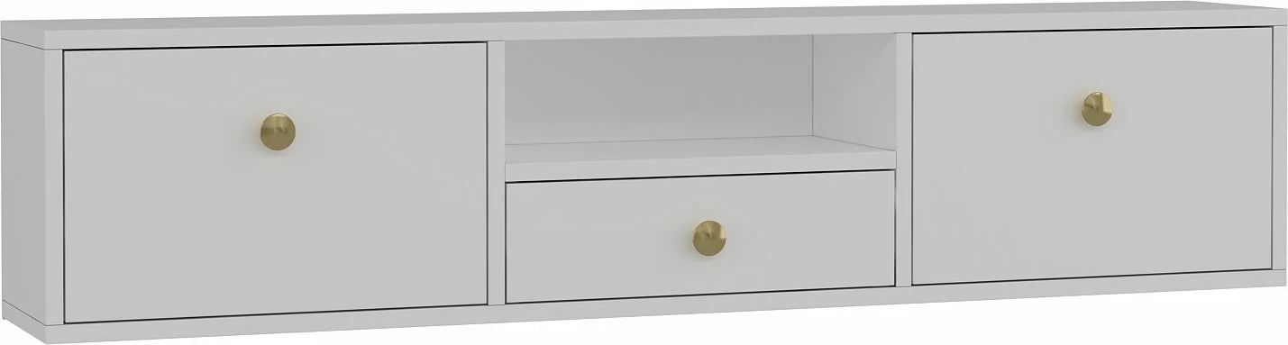 Komodë TV Skye Decor, e bardhë, e artë, 1301-DROP-1