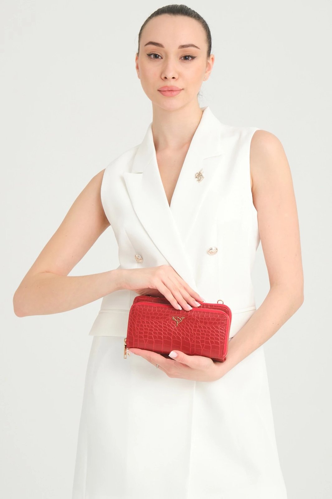 Portofol për gra, ngjyrë e kuqe, lëkurë PU, Zoozie Bags, Lizard