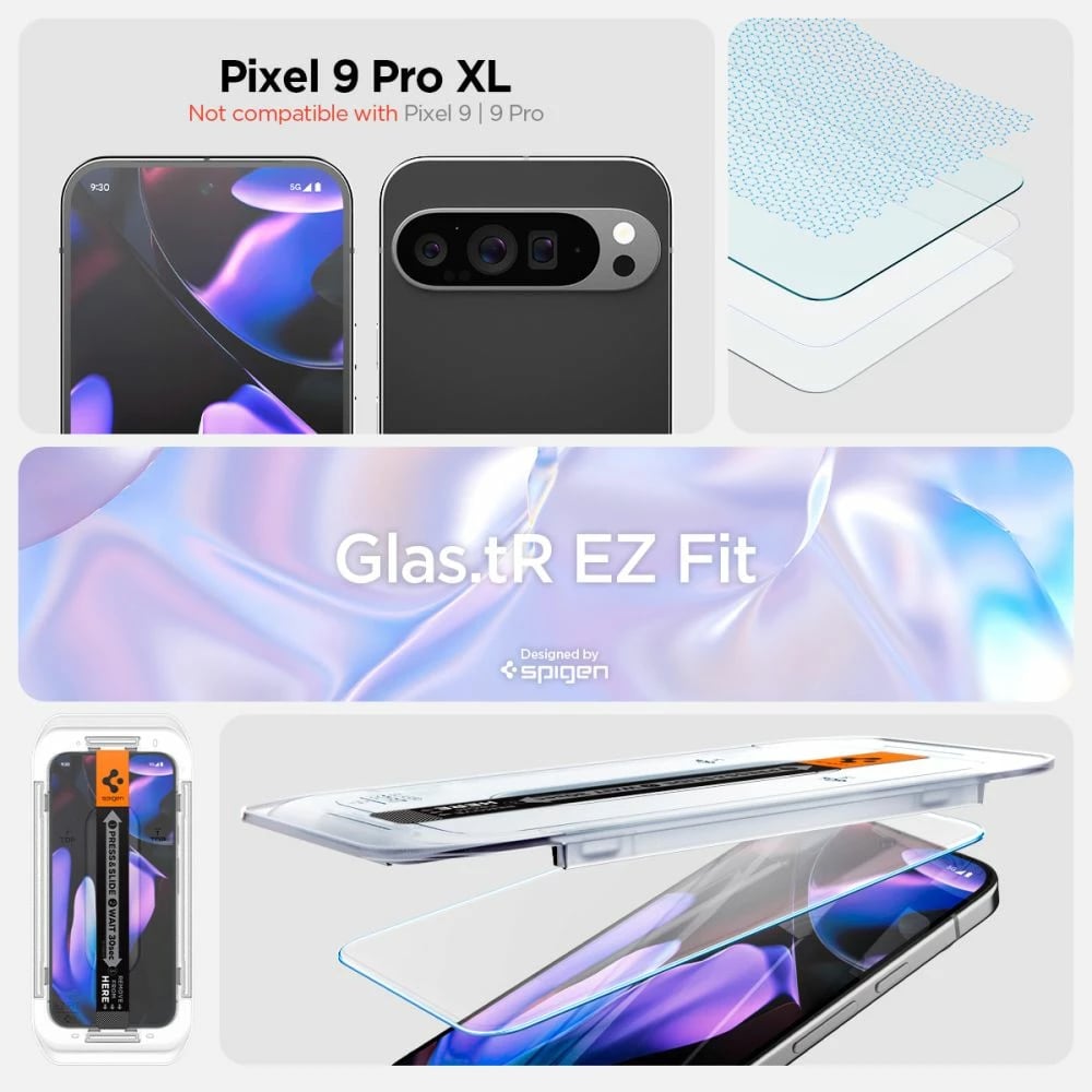 Xham mbrojtës Spigen Glas.tR EZ Fit për Google Pixel 9 Pro XL, 2 copë