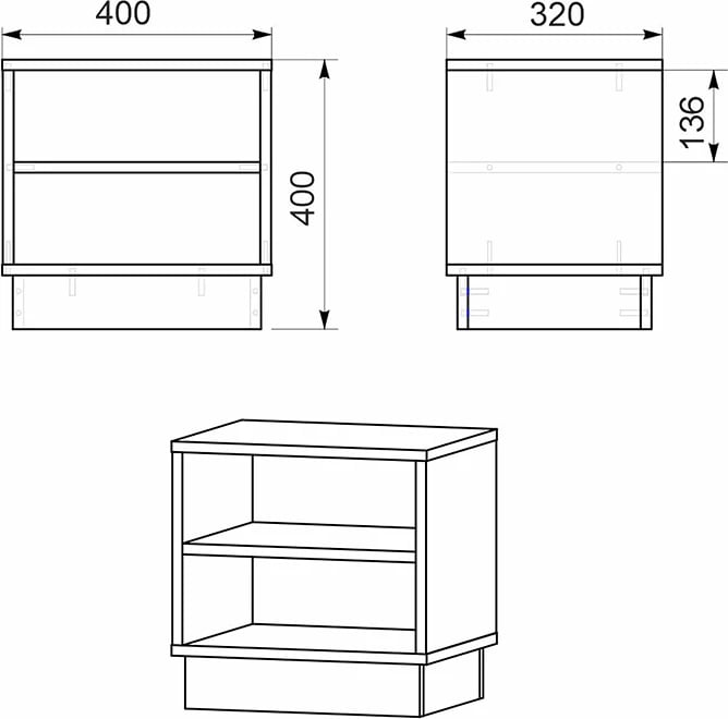 Komodinë Mason sonoma-bardhë 40x32x40cm