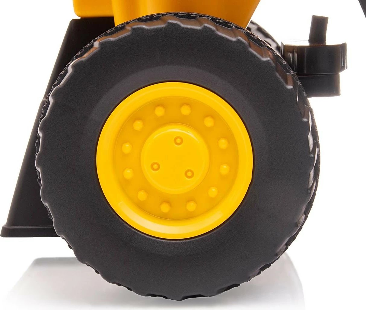 makinë lodër me hipje Milly Mally CAT Loader 5299, 4 rrota, krah e kovë lëvizëse, horn me AAA, deri 25 kg, 12–36 muaj, zezë/verdhe