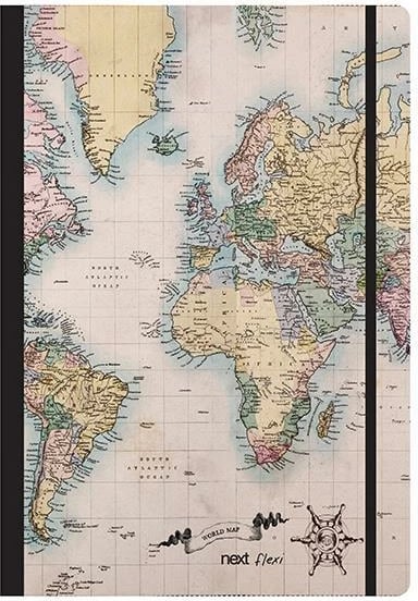 Fletore fleksibile Next Trends World Map II, 17x25cm, 2 lëndë