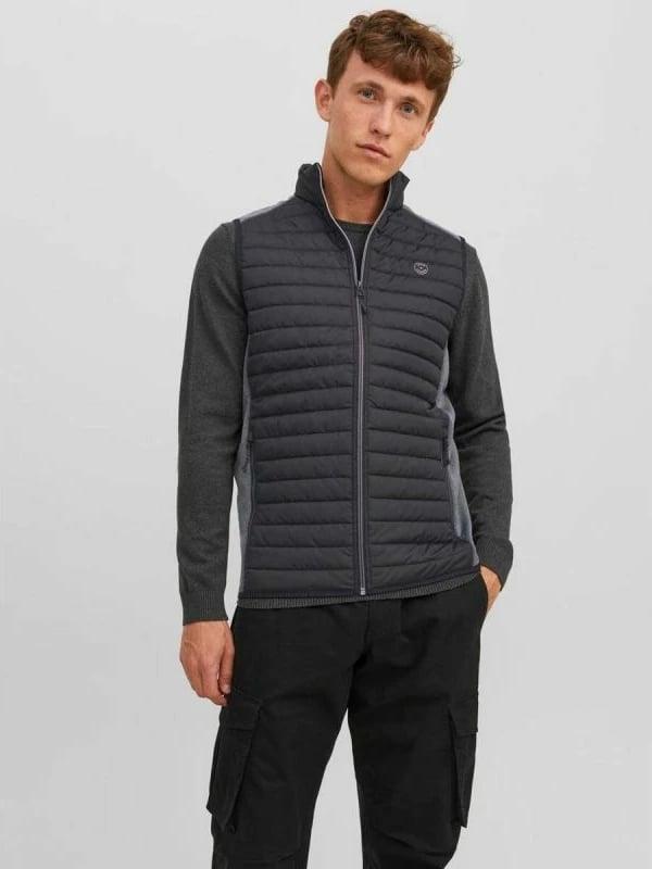 Jelek për meshkuj Jack & Jones, ngjyrë e zezë dhe gri