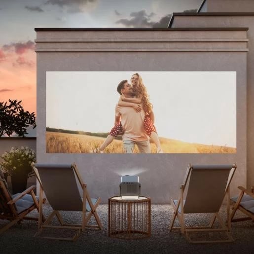 Projektor lazer 4K, Hisense M2 Pro, 1300 ANSI lm, short throw 1.0–1.3:1, auto-focus/keystone, Wi‑Fi/Bluetooth, gri