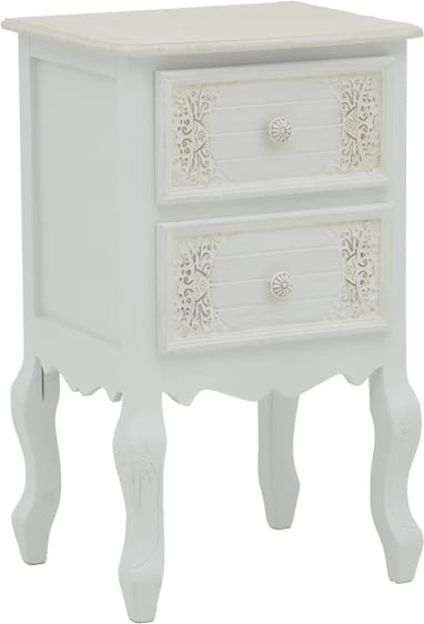 Komodinë Pazlen Inart, ngjyrë e bardhë antike, MDF, 40x45x65cm