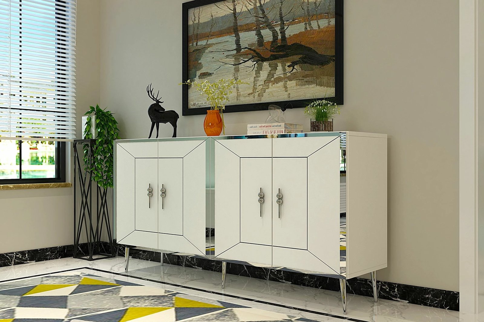 Konsol Skye Decor, Arno KB150, e bardhë, argjend