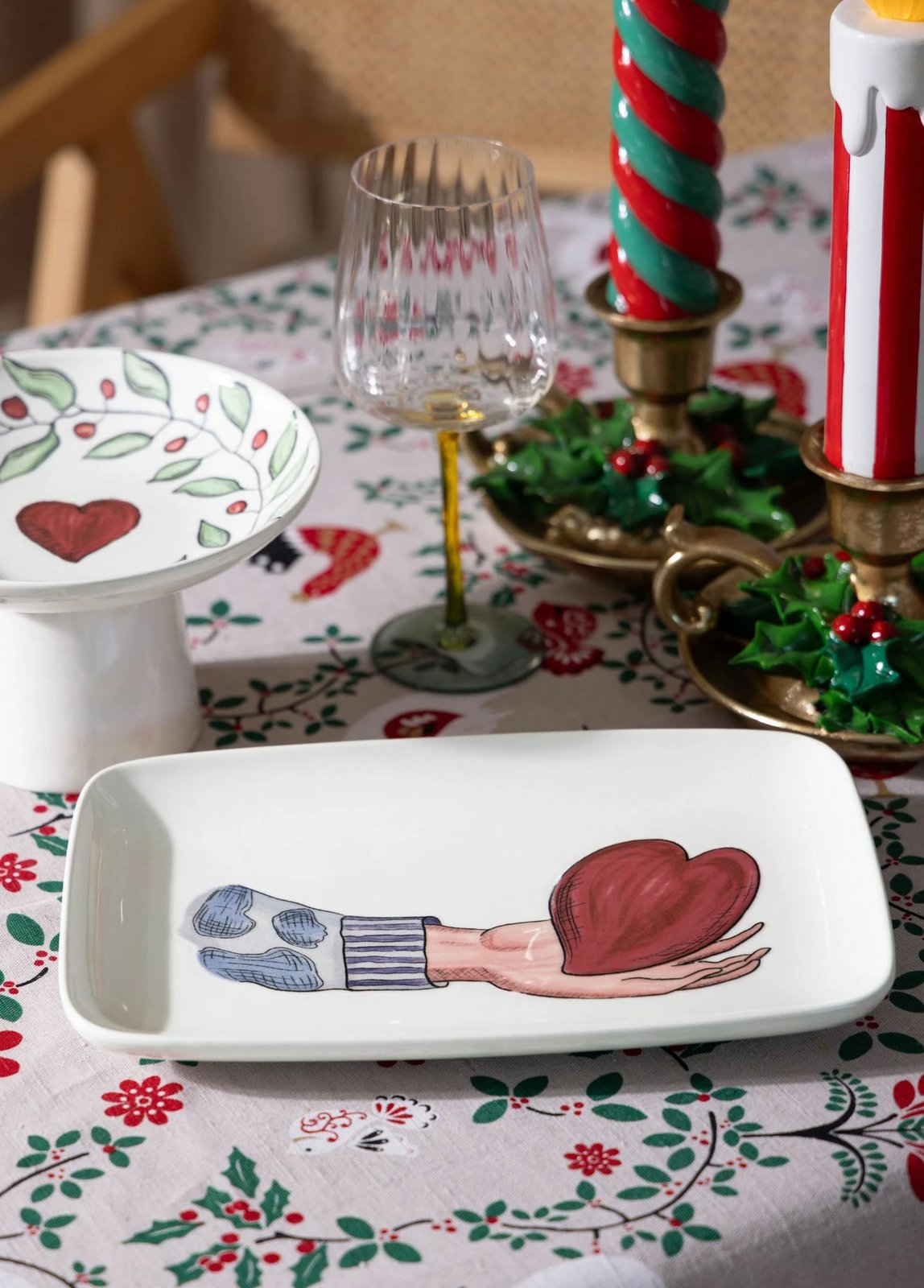 Pjatë shërbimi Hermia Concept, LUV0011, e bardhë, e kuqe, blu, 33x21x3cm