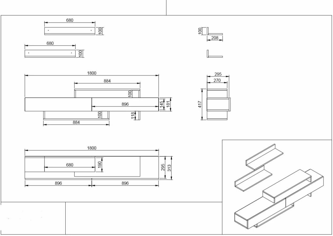 Komodë TV Hanah Home, Nirvana, ngjyrë teak dhe e bardhë