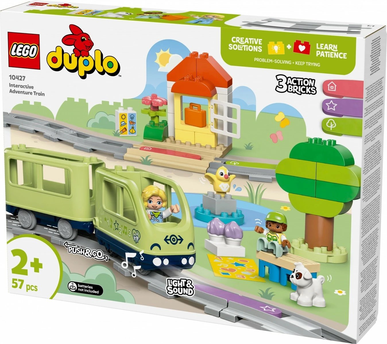 Set lodrash LEGO DUPLO 10427, tren interaktiv me drita dhe zëra, 57 pjesë