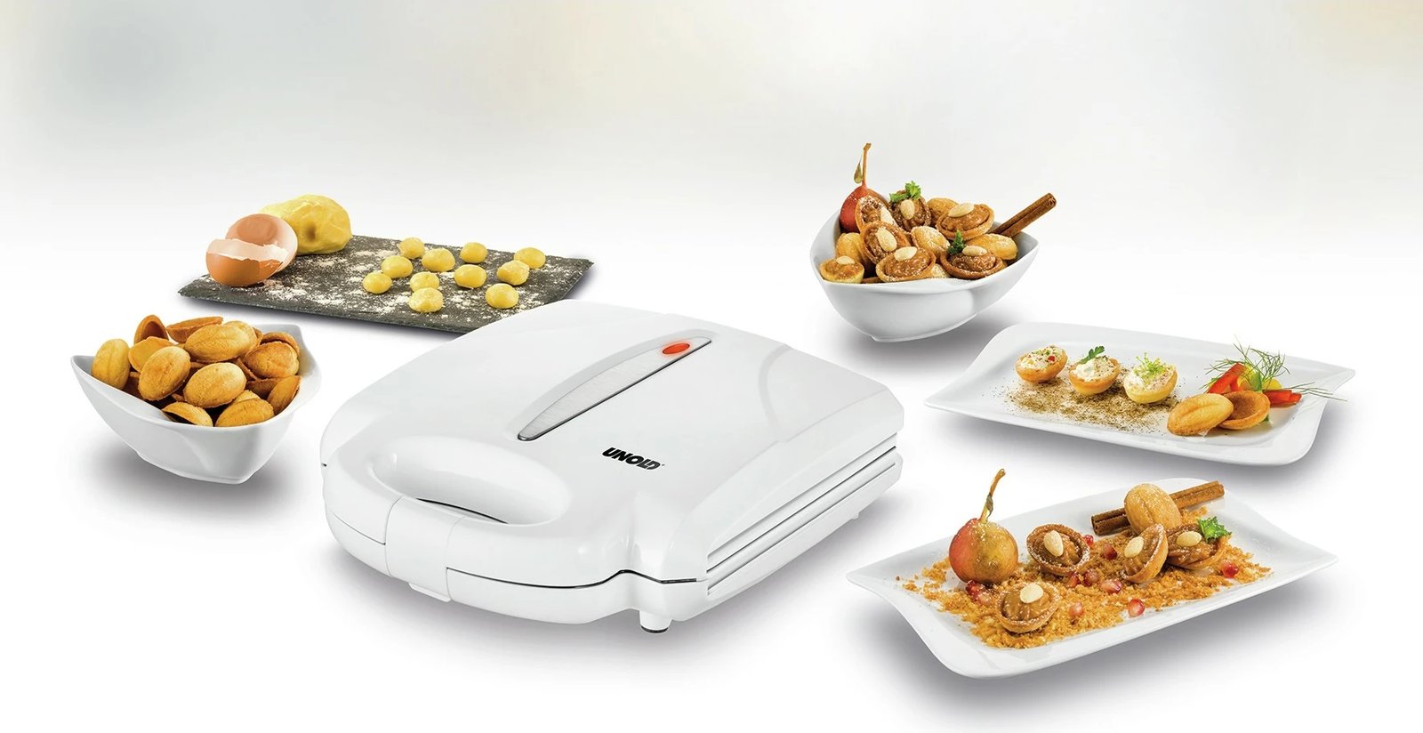 Aparat për vafla Unold 48360, 24 vafla, Inoks, Plastikë, Bardhë
