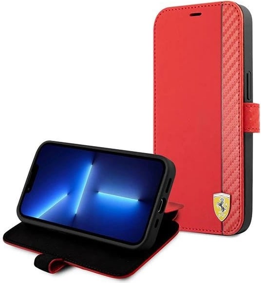 Mbështjellës Ferrari On Track Carbon Stripe për iPhone 13 mini, i kuq, me kapak