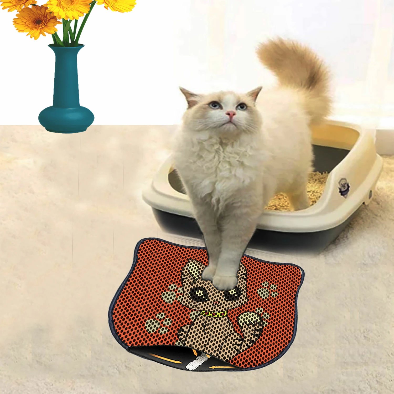 Tapet për rërë mace, shumëngjyrësh, Paws & Whiskers, Kdkafa0142