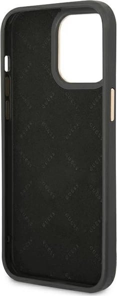 Mbështjellës Guess 4G Vintage Gold Logo për iPhone 14 Pro Max 6.7", i zi