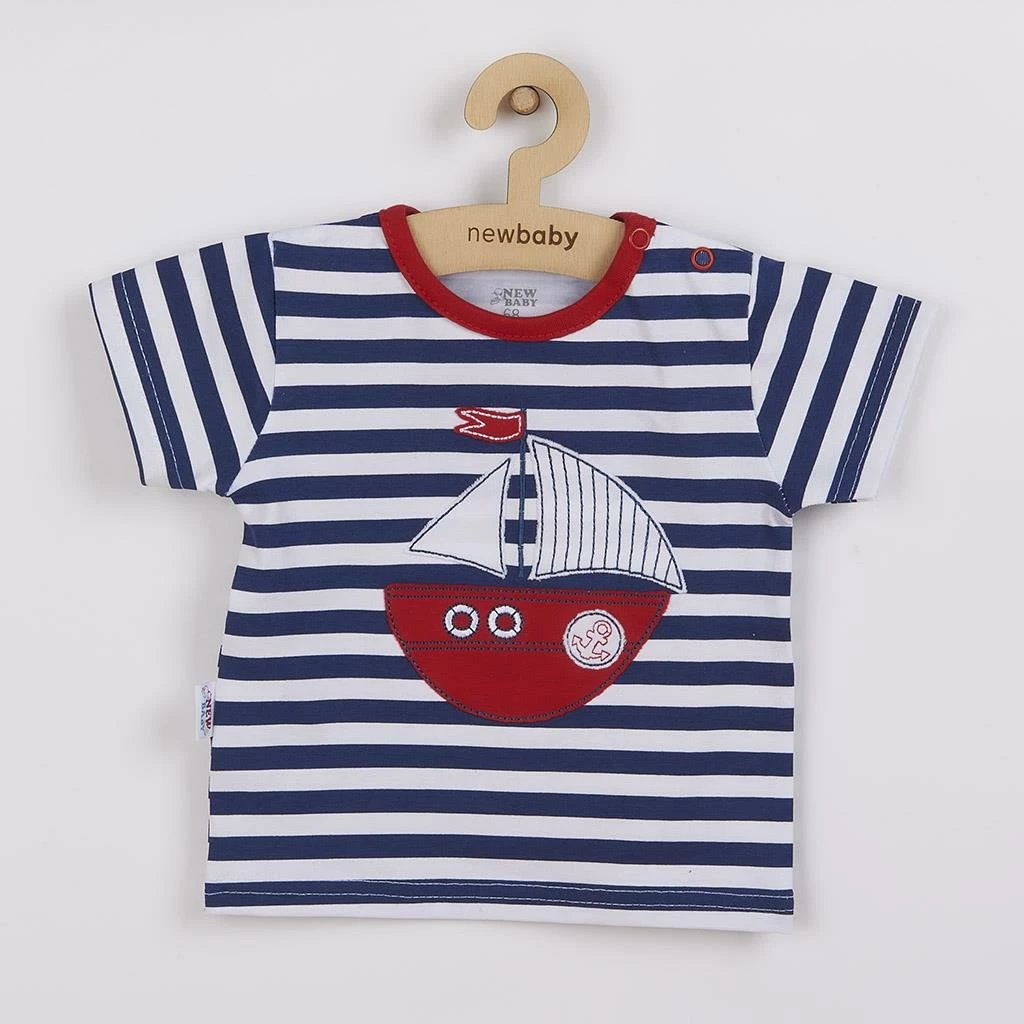 Set veror 2 copë, New Baby Marine, bluzë me mëngë të shkurtra + pantallona të shkurtra, pambuk 100%, madhësia 68 (4-6m), blu