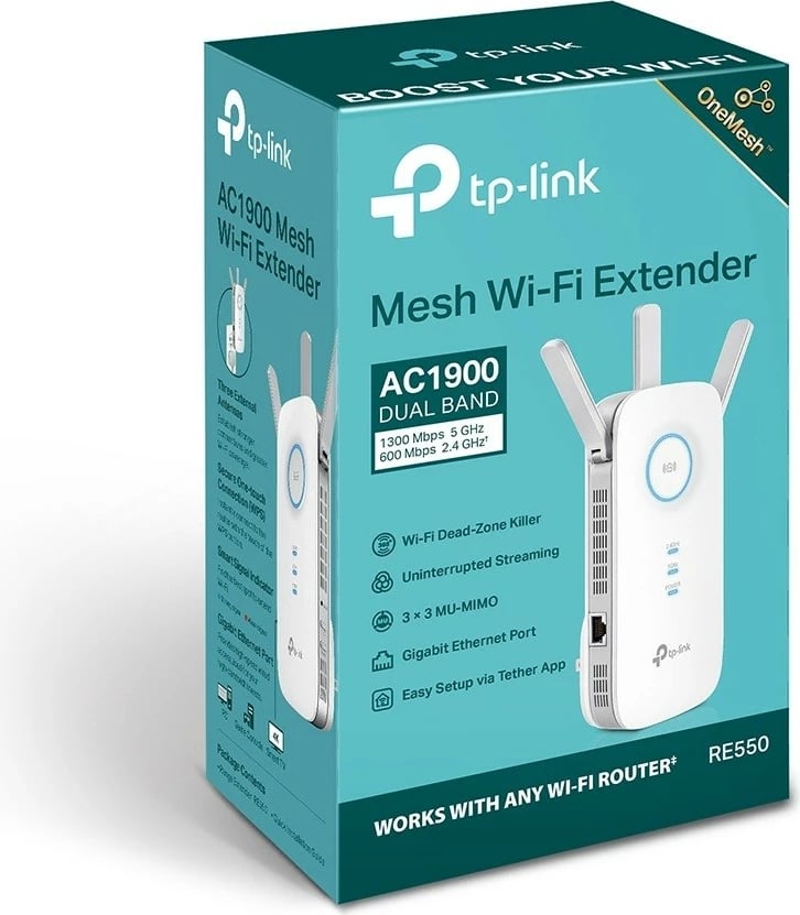 Përsëritës Wi-Fi TP-LINK RE550 AC1900, 3 antena, i bardhë