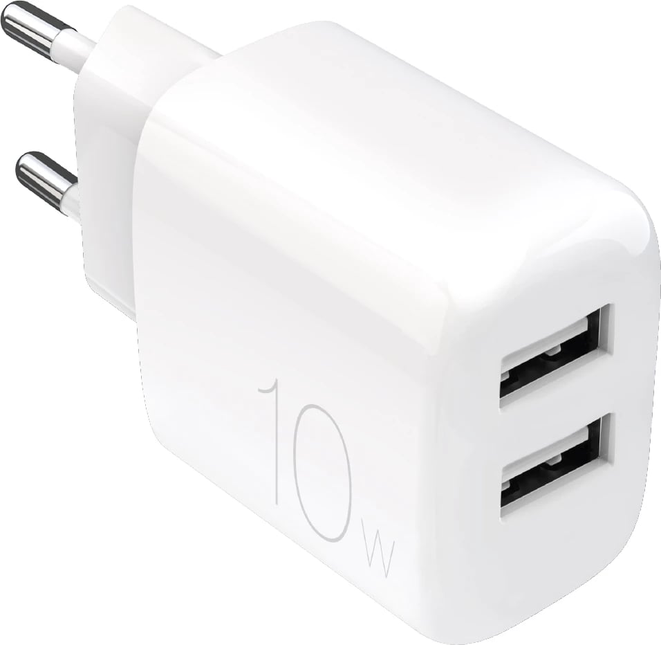 Karikues muri Puro PROLITE, 10W, 2x USB-A, Bardhë
