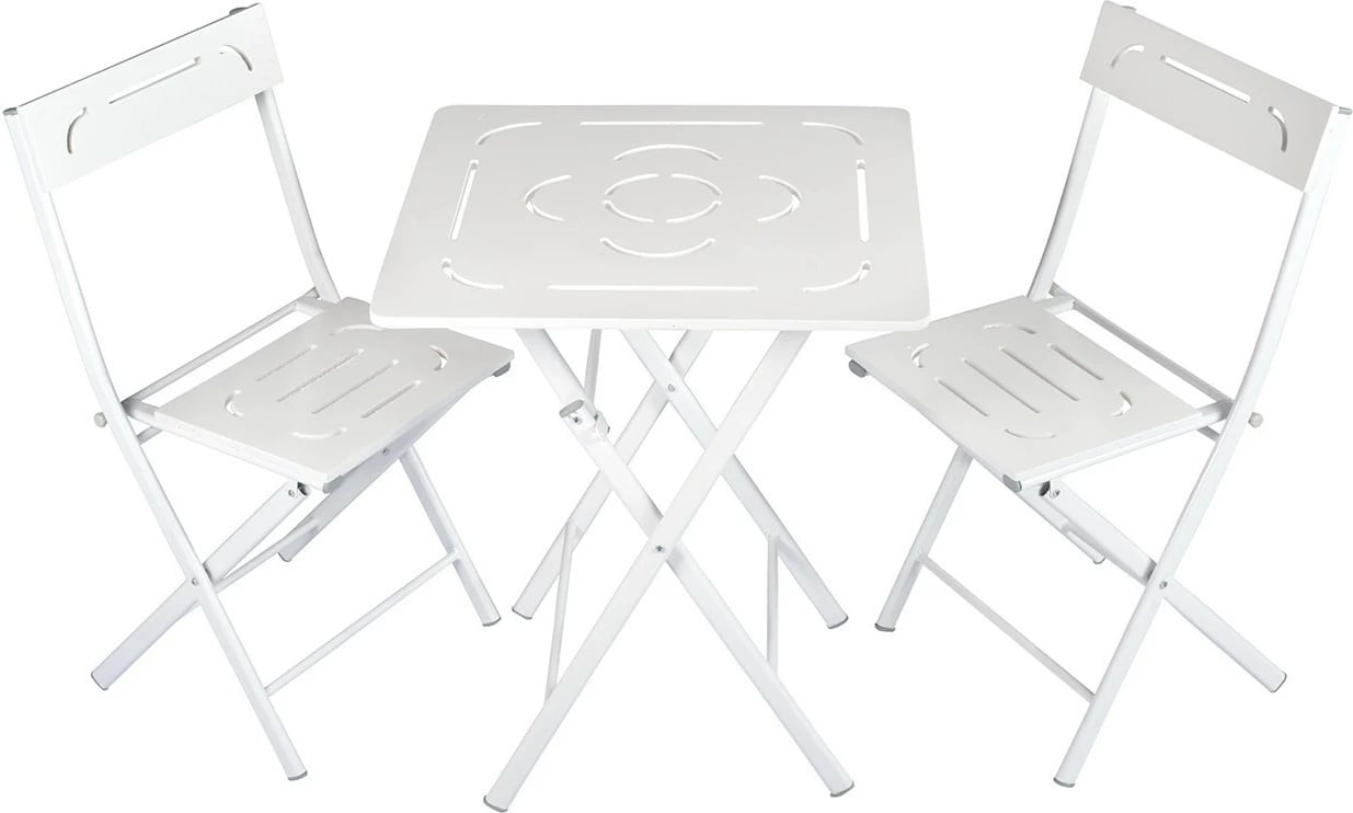 Set tavolinë me karrige për terasë, 3 pjesë, Hanah Home, Bistro Set 2, e bardhë