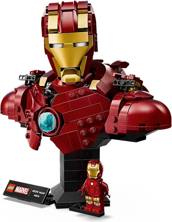 Set LEGO Marvel Iron Man MK4 Bust 76327, me minifigurë, për të rritur, Kuqe