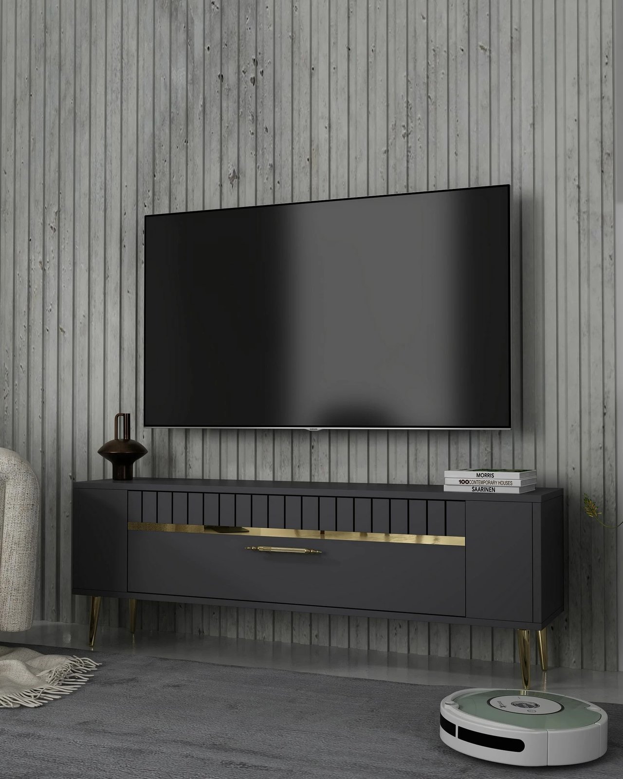 Komodë TV Skye Decor, Retrolp1, antracit, ar