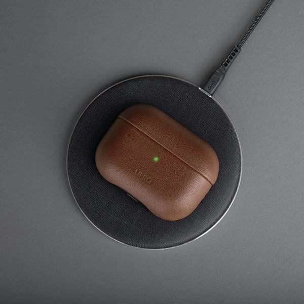 Mbështjellës UNIQ Terra për AirPods Pro, lëkurë natyrale, olive