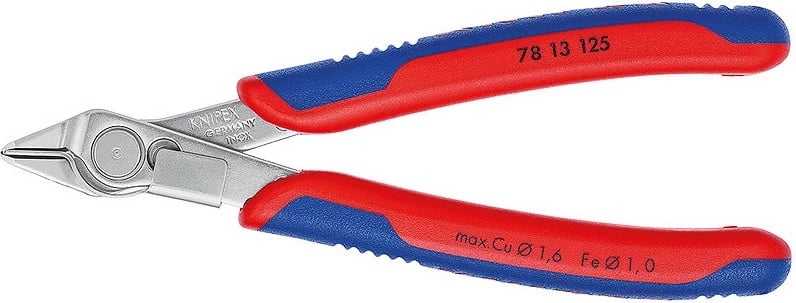 Darë diagonale Knipex 78 13 125, çelik inox, dorezë plastike, 125mm, kaltër/kuqe