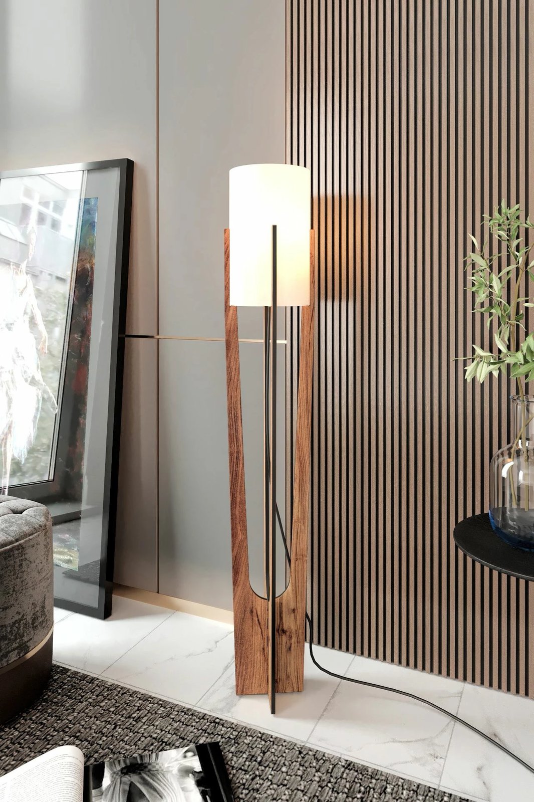 Llambë dyshemeje minimaliste, ngjyrë arre, Opviq